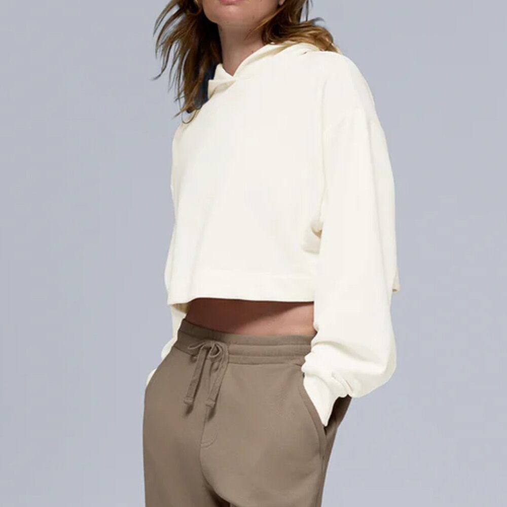 ALO Yoga Cropped Cream Hoodie